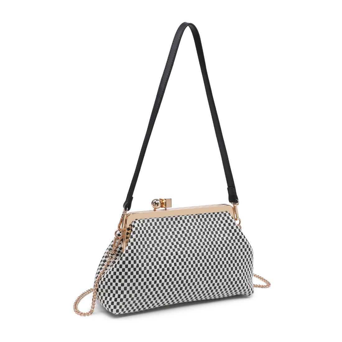 Woman wearing Black White Moda Luxe Bianca Clutch 842017141433 View 6 | Black White