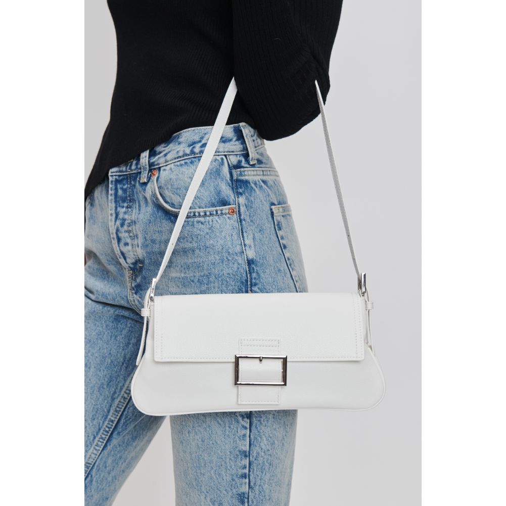 Woman wearing White Moda Luxe Fia Shoulder Bag 842017132578 View 4 | White