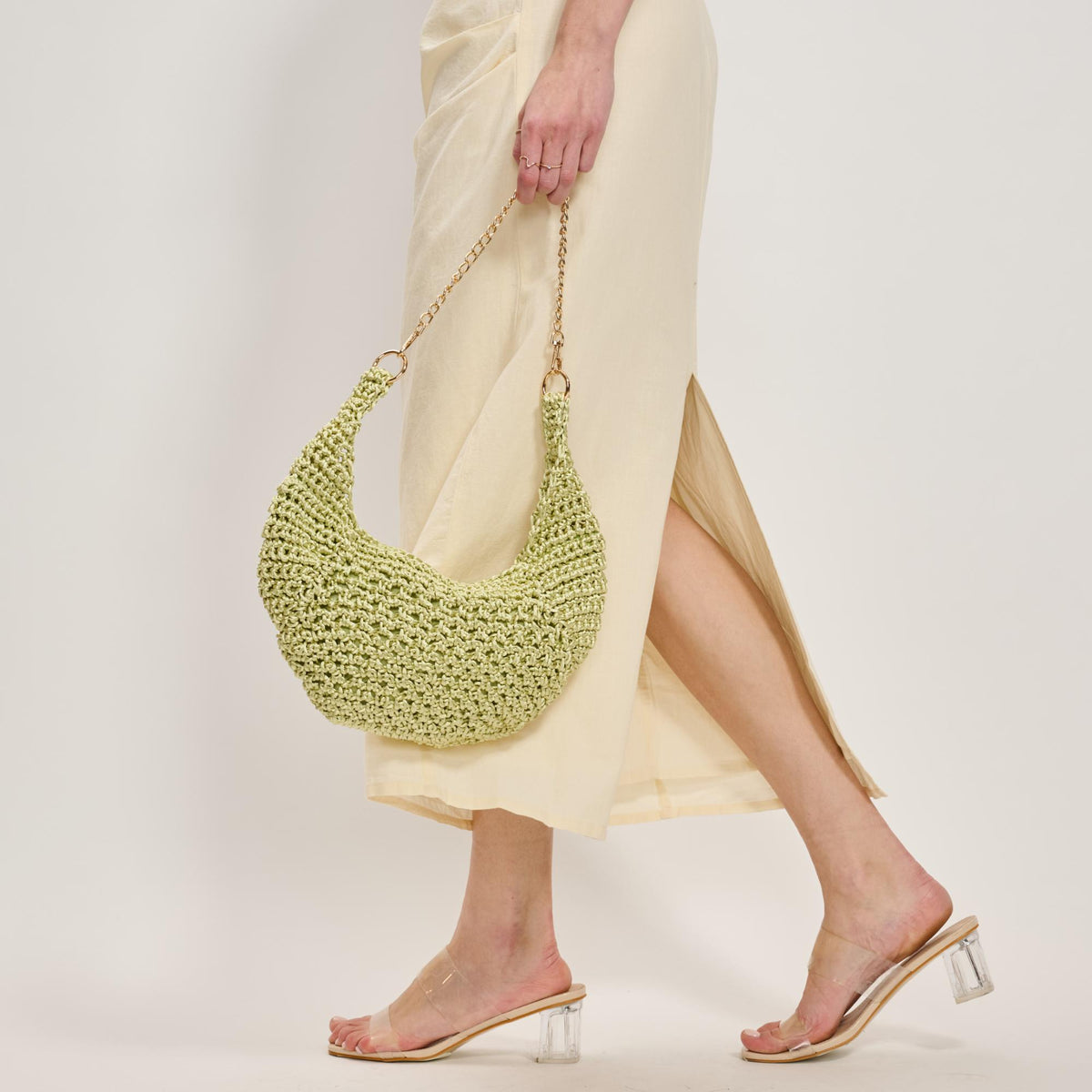 Woman wearing Sage Moda Luxe Soraya Shoulder Bag 842017137924 View 2 | Sage