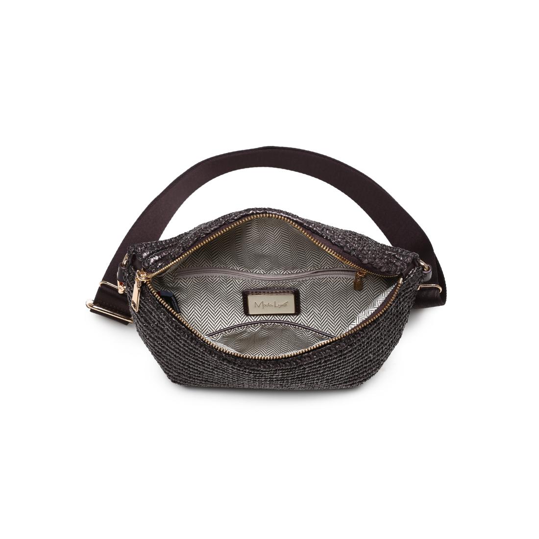 Woman wearing Chocolate Moda Luxe Gizelle - Large Checker Belt Bag 842017141051 View 9 | Chocolate