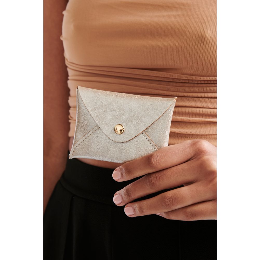 Woman wearing Pearl Gold Moda Luxe Sia Card Holder 842017126454 View 1 | Pearl Gold