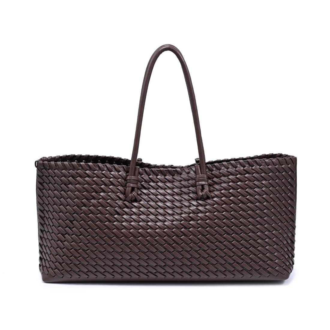 Woman wearing Chocolate Moda Luxe Nola Tote 842017140863 View 7 | Chocolate