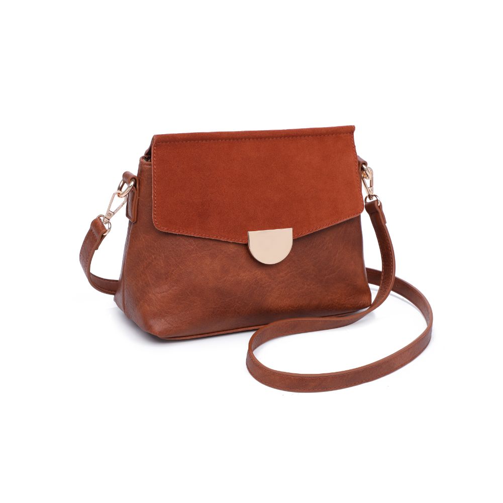 Woman wearing Cognac Moda Luxe Abby Crossbody 842017128625 View 6 | Cognac