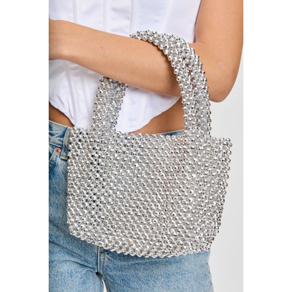 Woman wearing Silver Sol and Selene Donna Evening Bag 842017133094 View 4 | Silver