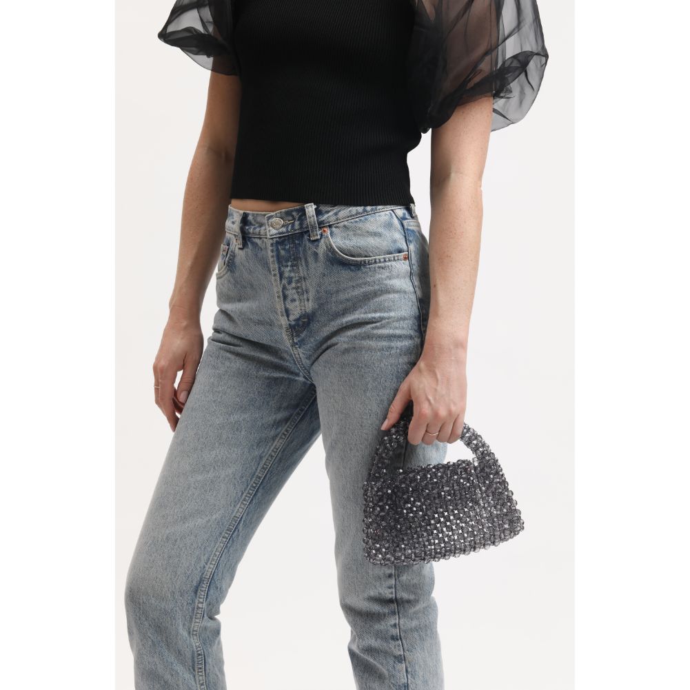 Woman wearing Smoke Sol and Selene Dolly Evening Bag 842017133483 View 4 | Smoke