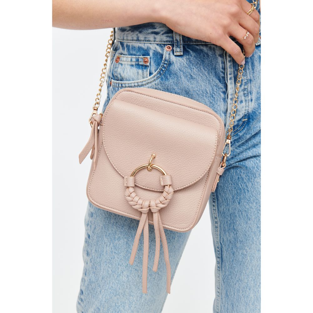 Woman wearing Natural Moda Luxe Addison Crossbody 842017130857 View 4 | Natural