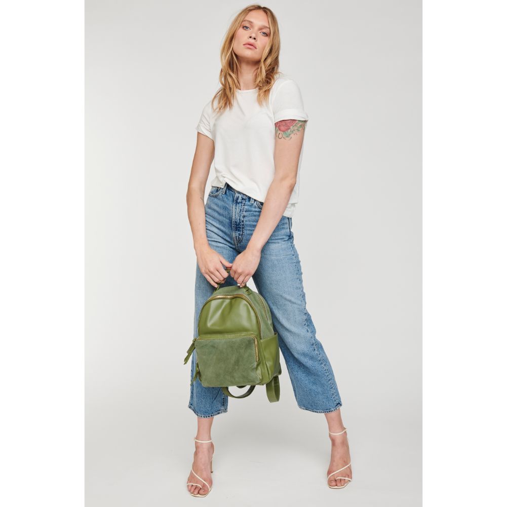 Woman wearing Sage Moda Luxe Blair Backpack 842017127376 View 4 | Sage