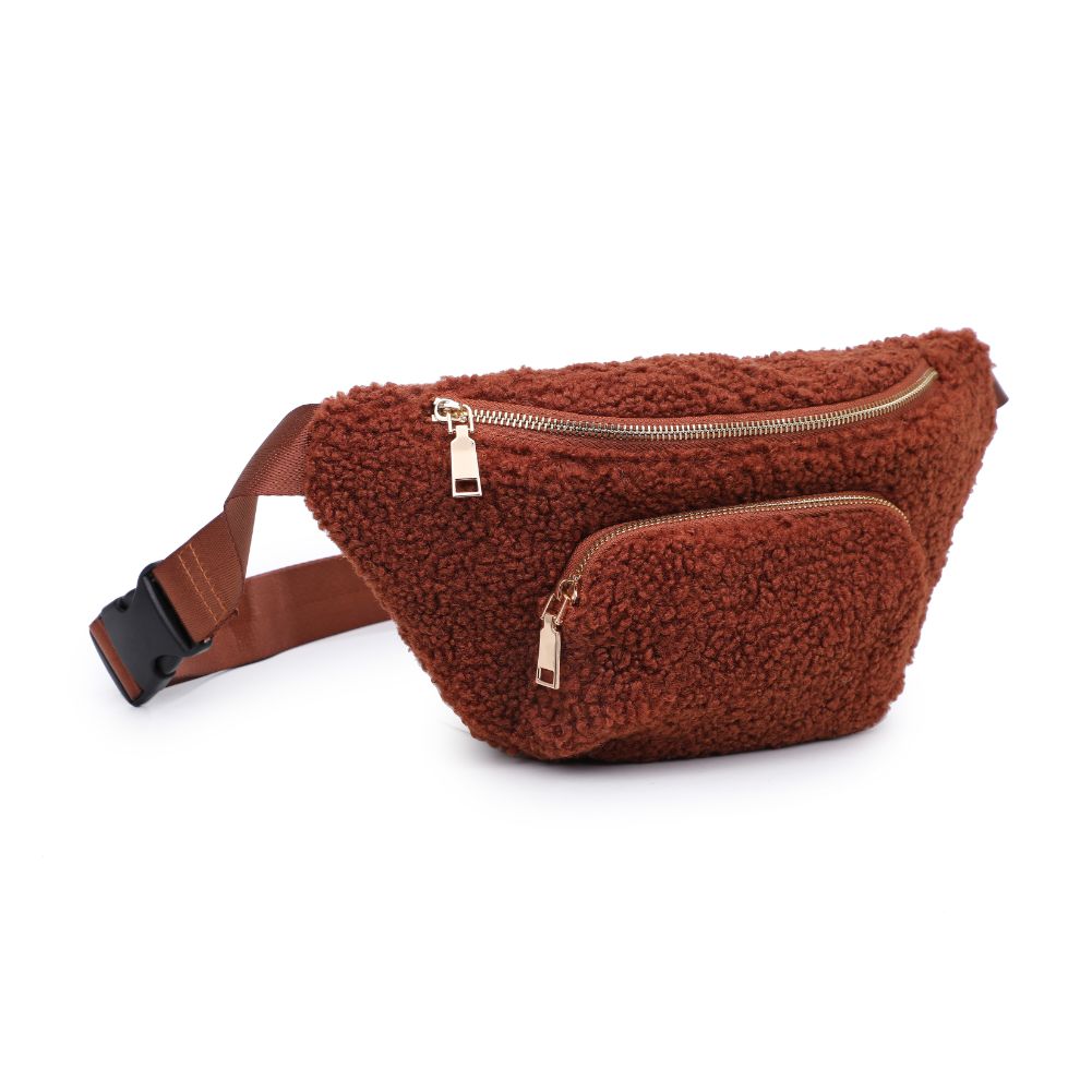 Woman wearing Tan Moda Luxe Orson Belt Bag 842017134237 View 6 | Tan