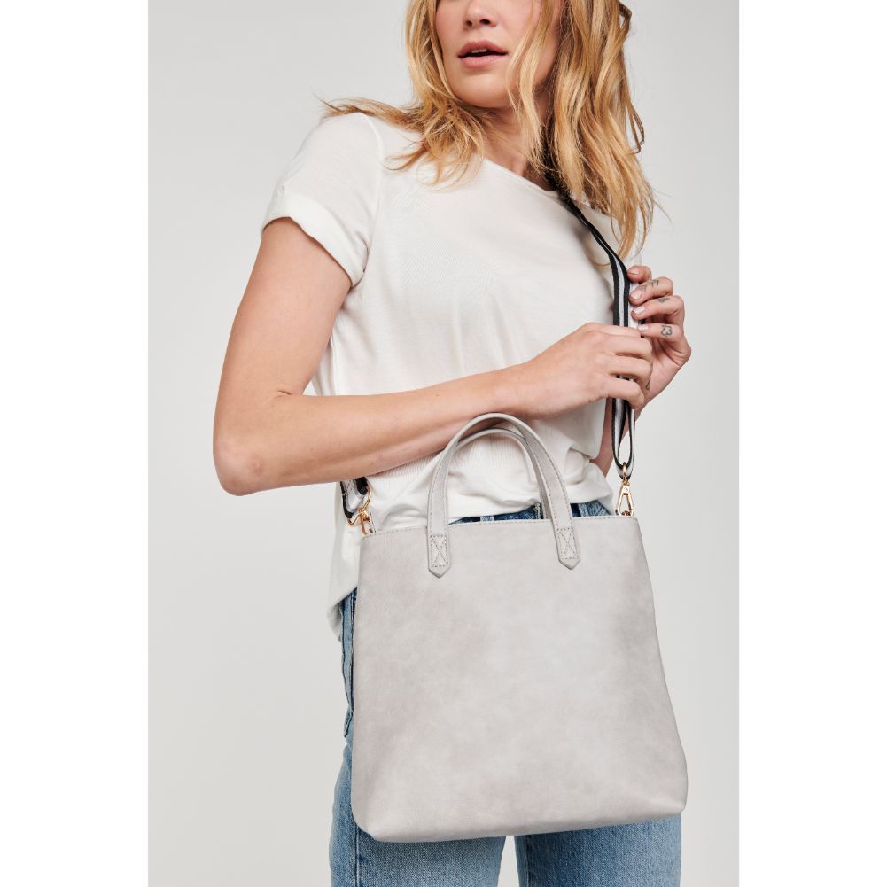 Woman wearing Grey Moda Luxe Selena Mini Tote 842017126812 View 1 | Grey