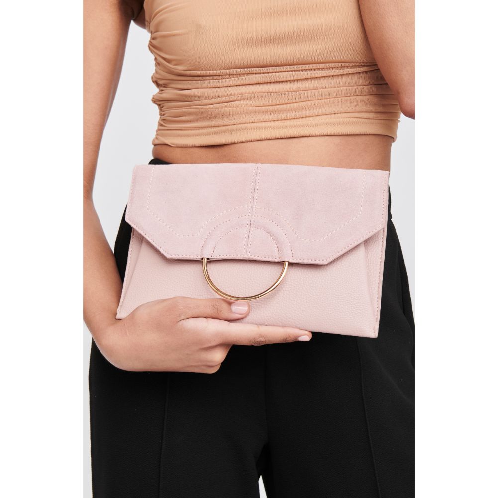 Woman wearing Blush Moda Luxe Gwen Clutch 842017122807 View 2 | Blush