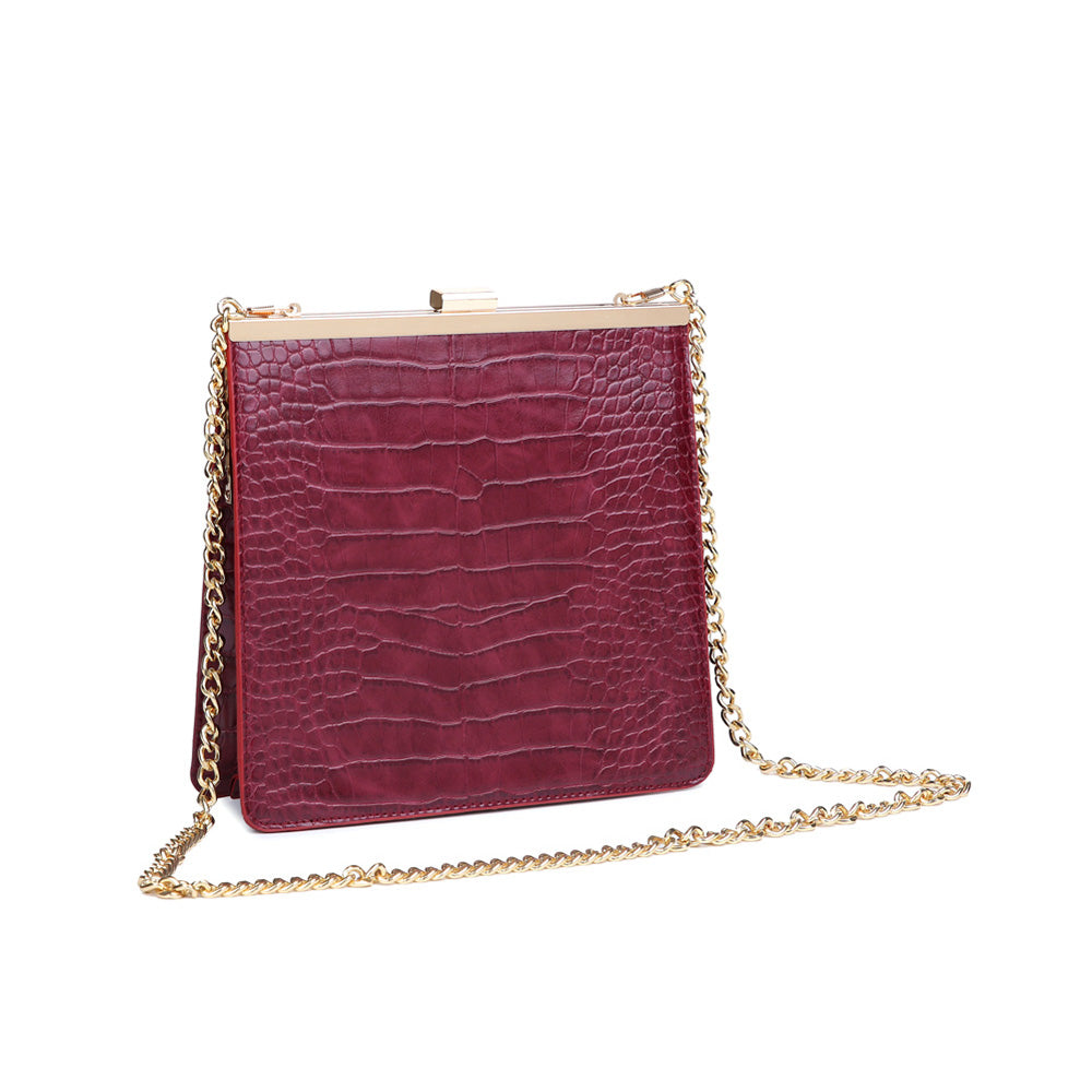 Product Image of Moda Luxe Anastasia Croc Clutch 842017116486 View 2 | Burgundy