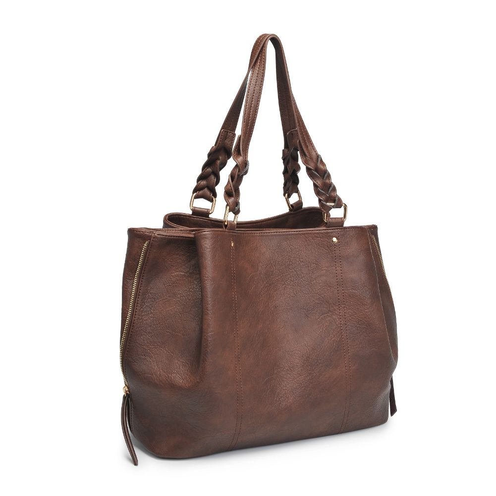 Woman wearing Espresso Moda Luxe Clementine Tote 842017128069 View 6 | Espresso