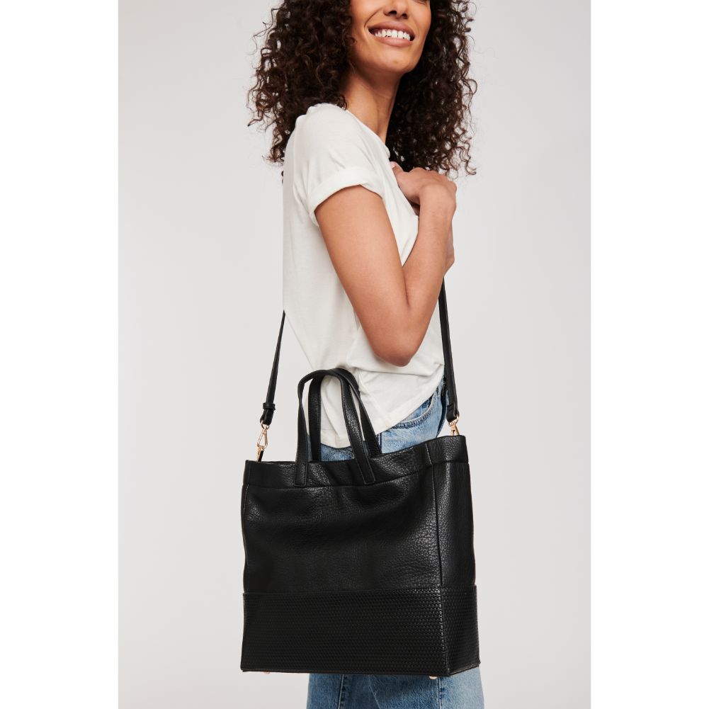 Woman wearing Black Moda Luxe Ingrid Tote 842017125006 View 4 | Black