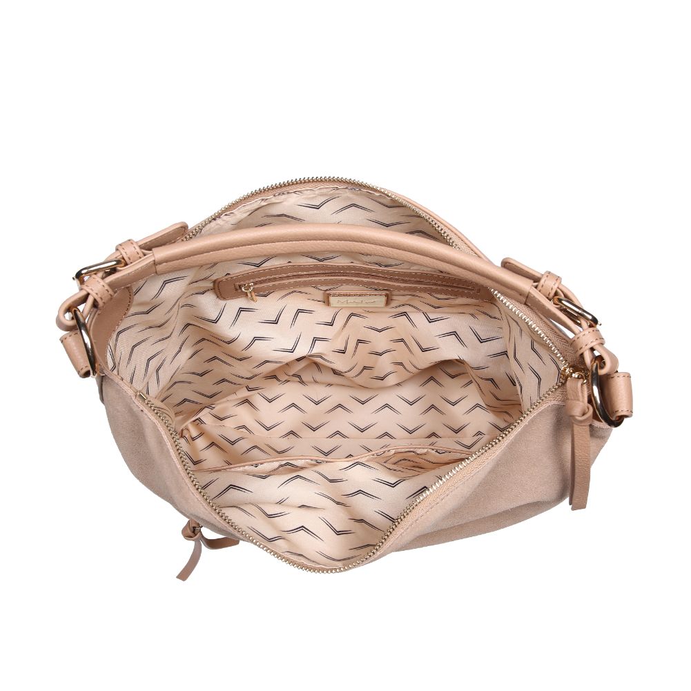 Woman wearing Natural Moda Luxe Isabella Hobo 842017122401 View 9 | Natural