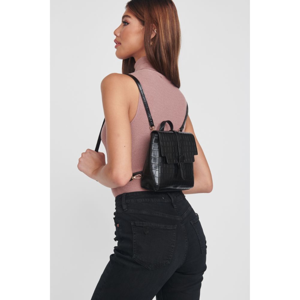 Woman wearing Black Moda Luxe Claire Backpack 842017128878 View 4 | Black