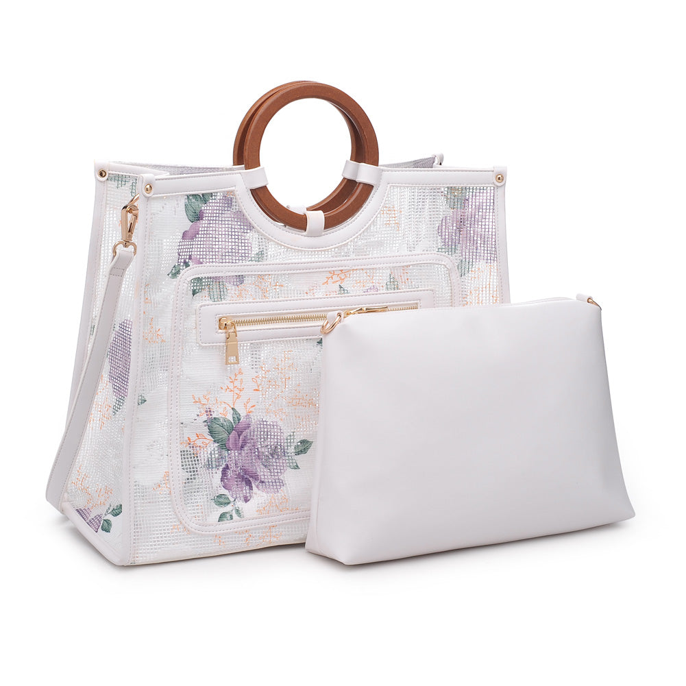 Woman wearing White Moda Luxe Karma Top Handle 842017118855 View 2 | White