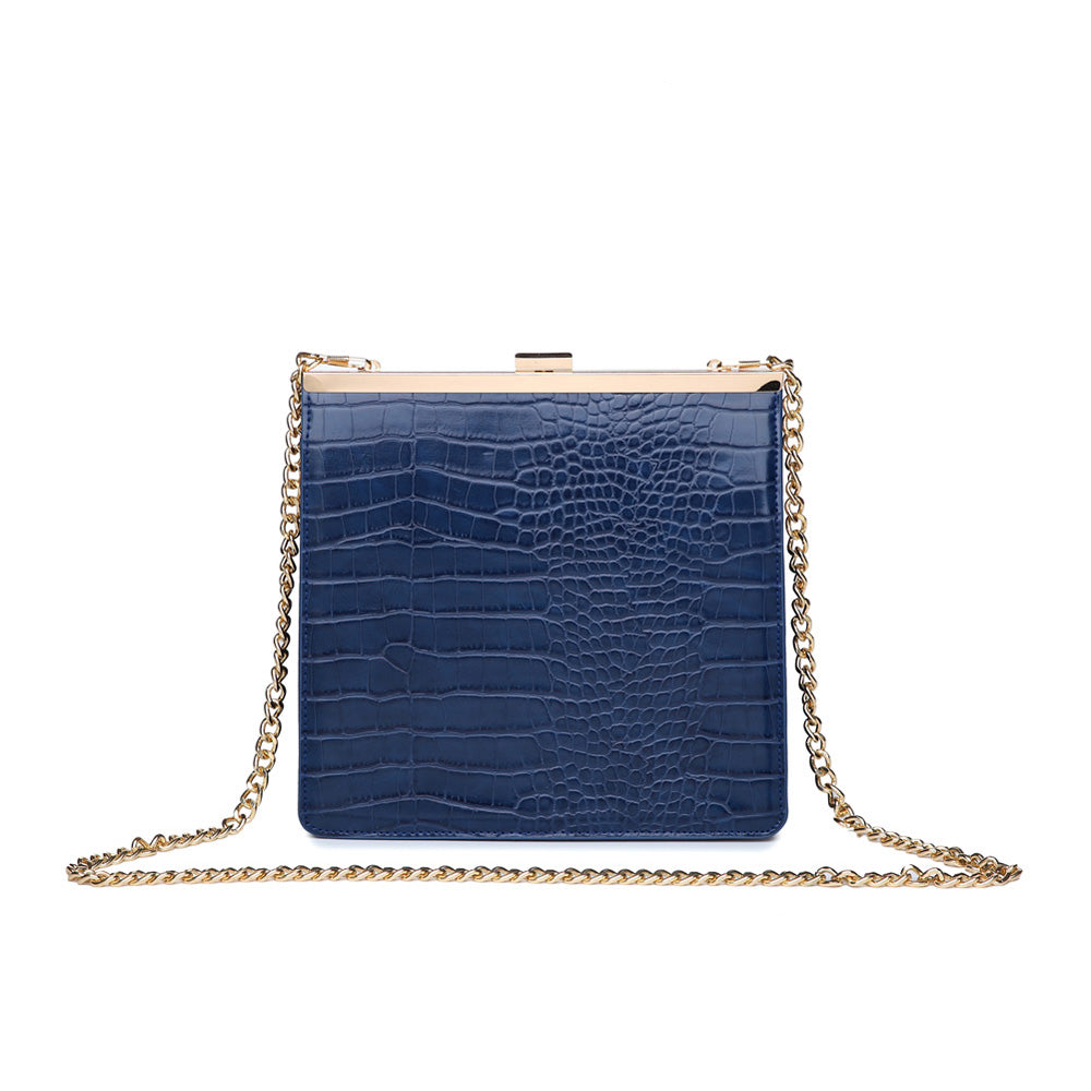 Product Image of Moda Luxe Anastasia Croc Clutch 842017116479 View 1 | Navy