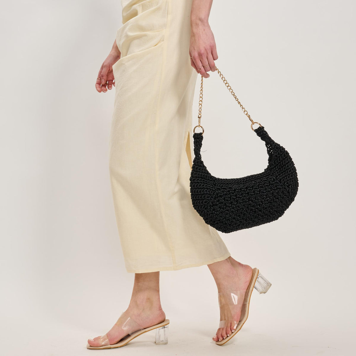 Woman wearing Black Moda Luxe Soraya Shoulder Bag 842017137894 View 3 | Black