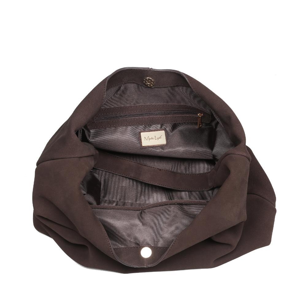 Woman wearing Chocolate Moda Luxe Amber Hobo 842017137054 View 9 | Chocolate