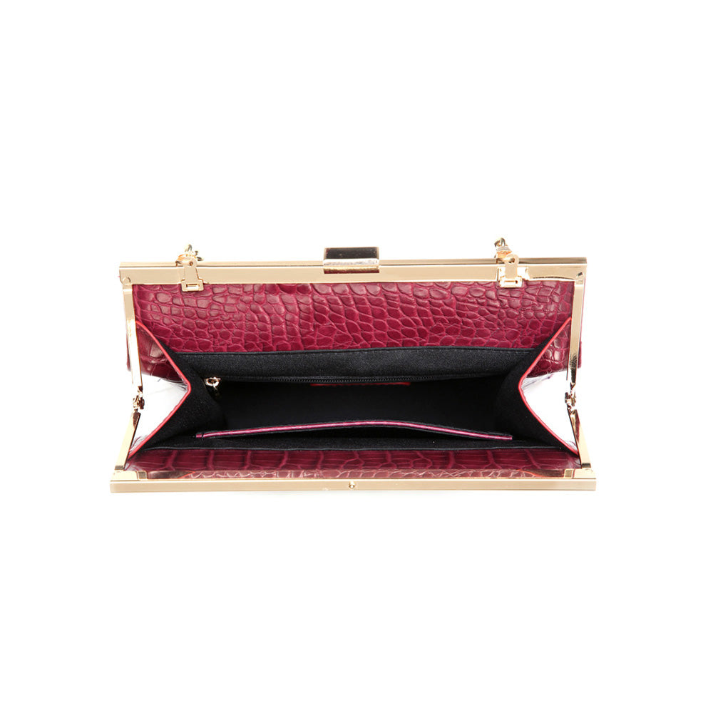 Product Image of Moda Luxe Anastasia Croc Clutch 842017116486 View 4 | Burgundy