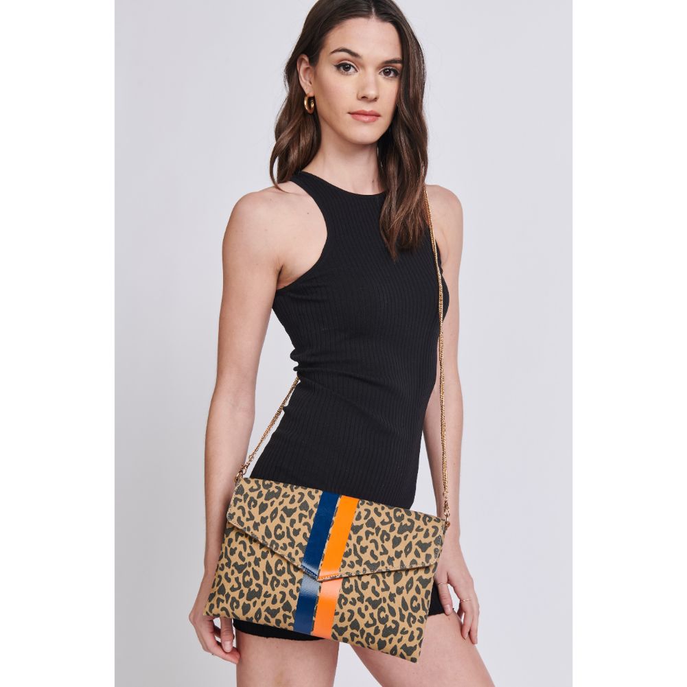 Woman wearing Leopard Moda Luxe Tory Clutch 842017129233 View 4 | Leopard