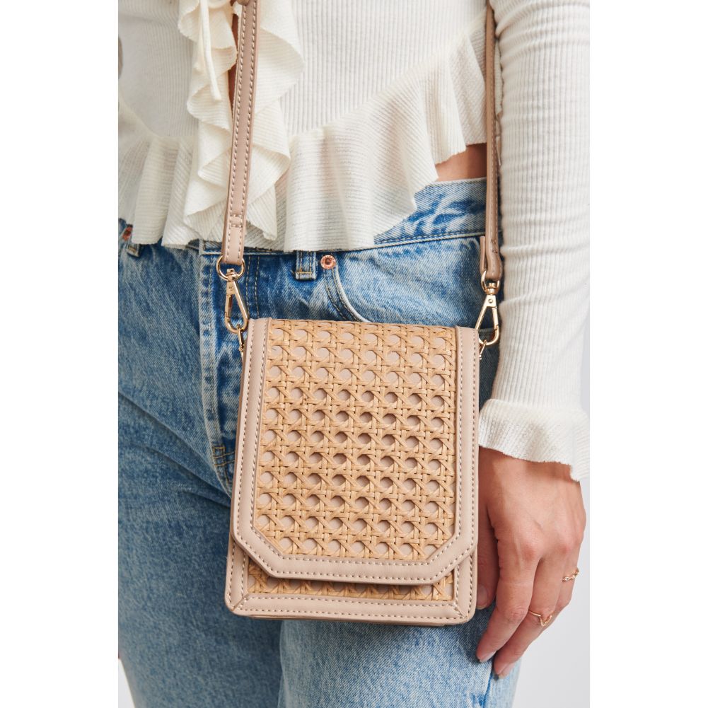 Woman wearing Natural Moda Luxe Remi Crossbody 842017124160 View 4 | Natural