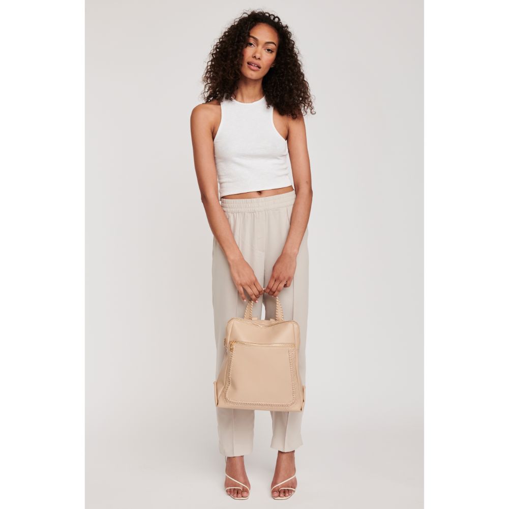 Woman wearing Natural Moda Luxe Rachel Backpack 842017127185 View 3 | Natural