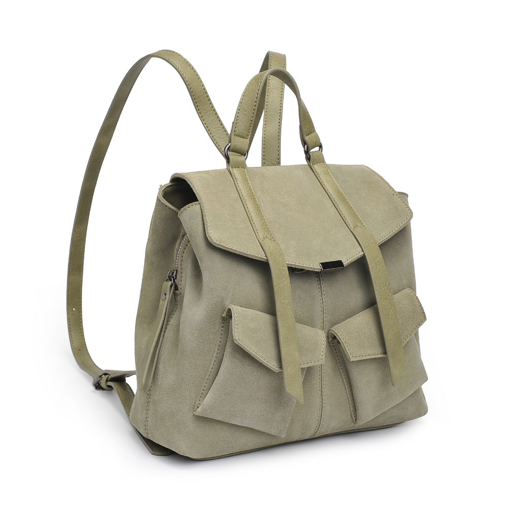 Woman wearing Sage Moda Luxe Charlie Backpack 842017127048 View 6 | Sage