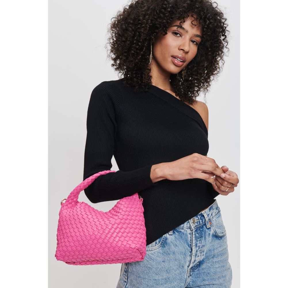 Woman wearing Pink Moda Luxe Jessamine Crossbody 842017132219 View 1 | Pink