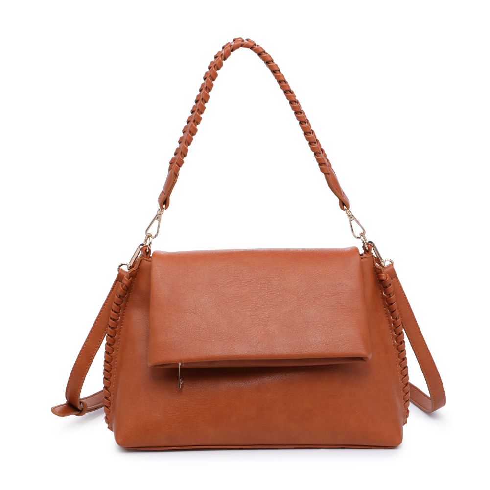 Woman wearing Tan Moda Luxe Gracie Messenger 842017129776 View 5 | Tan