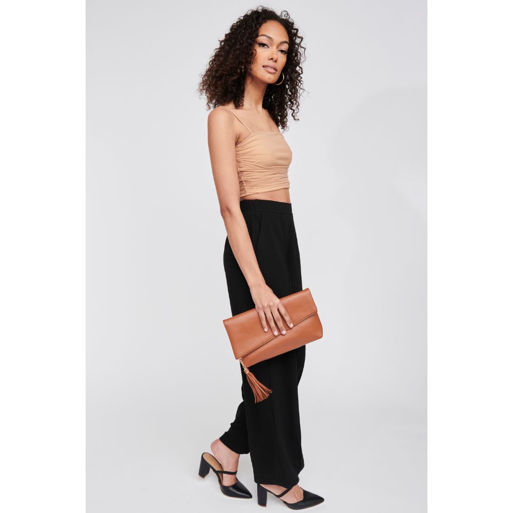Woman wearing Tan Moda Luxe Maribel Crossbody 842017123507 View 3 | Tan