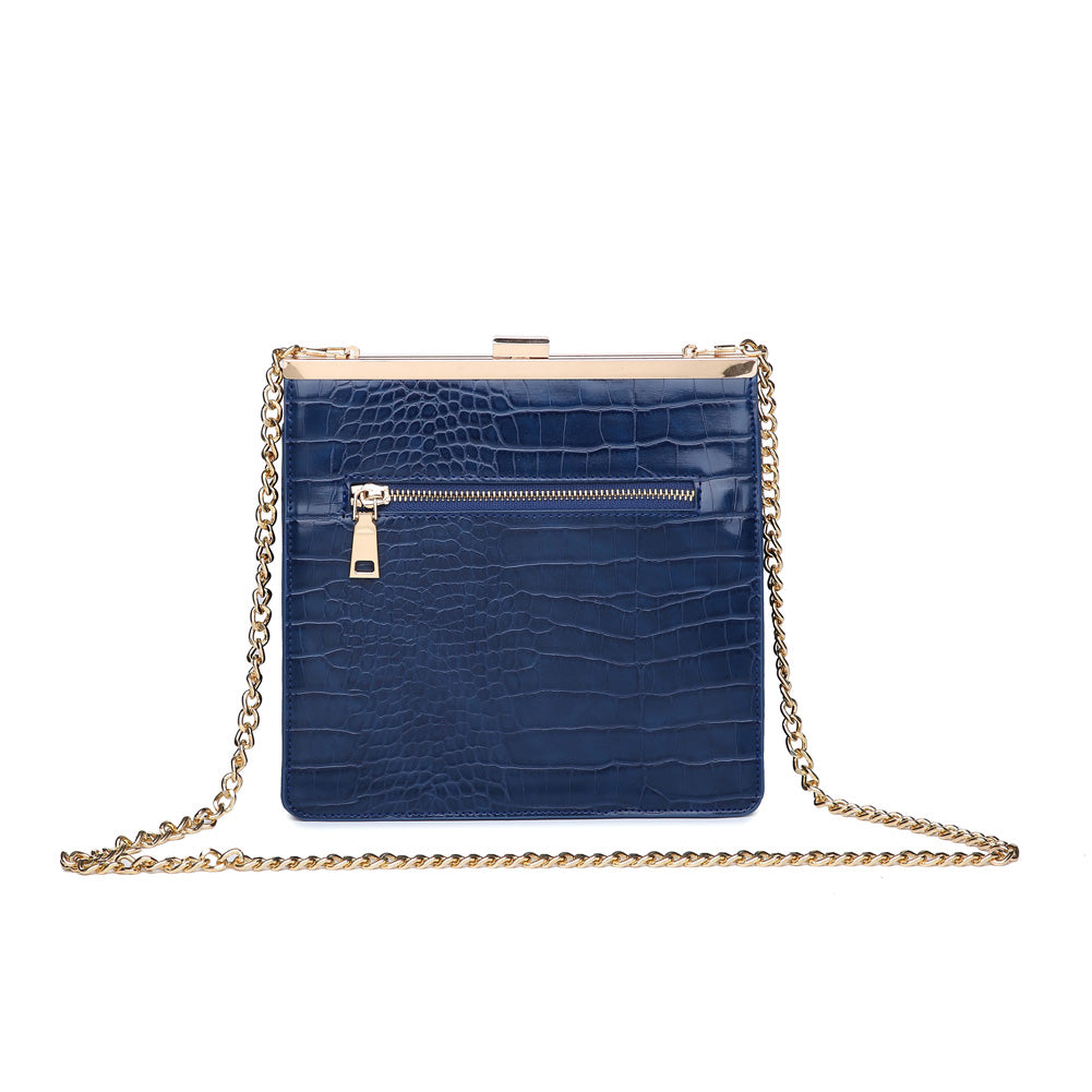 Product Image of Moda Luxe Anastasia Croc Clutch 842017116479 View 3 | Navy