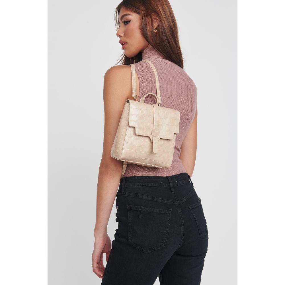 Woman wearing Natural Moda Luxe Claire Backpack 842017128908 View 3 | Natural