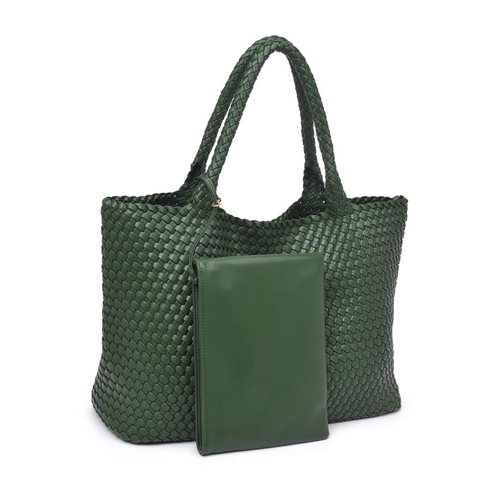 Woman wearing Forest Moda Luxe Solana Tote 842017135746 View 6 | Forest