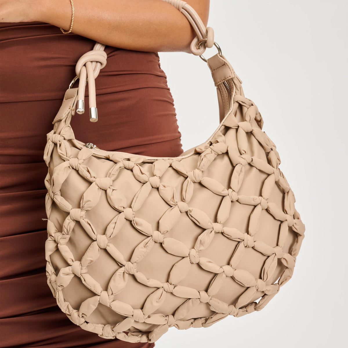 Woman wearing Natural Sol and Selene Leslie Hobo 842017135654 View 1 | Natural