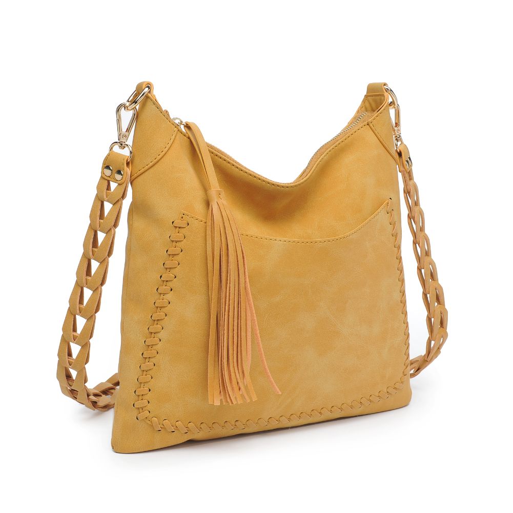 Woman wearing Mustard Moda Luxe Layla Crossbody 842017129516 View 6 | Mustard