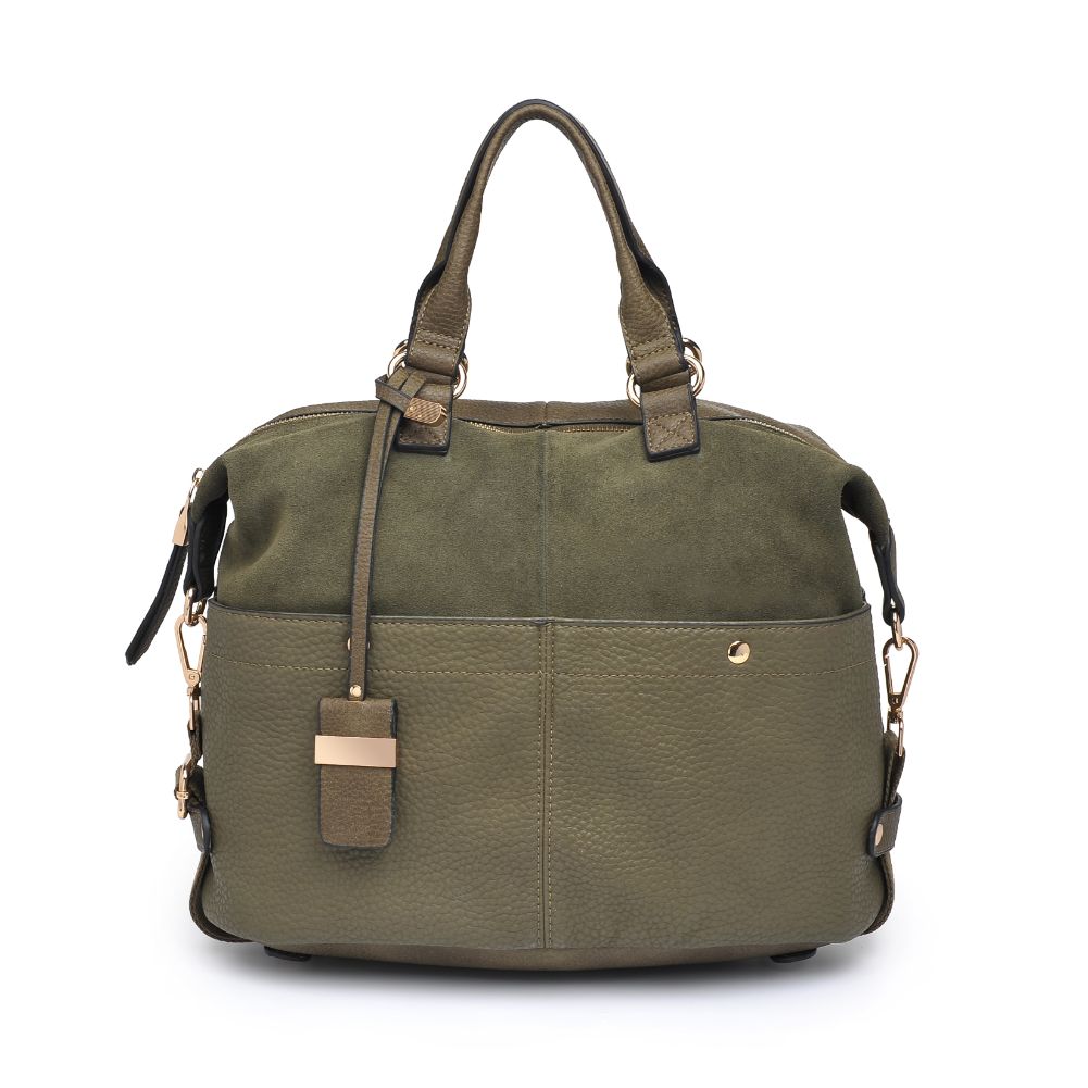 Woman wearing Olive Moda Luxe London Satchel 842017100768 View 5 | Olive