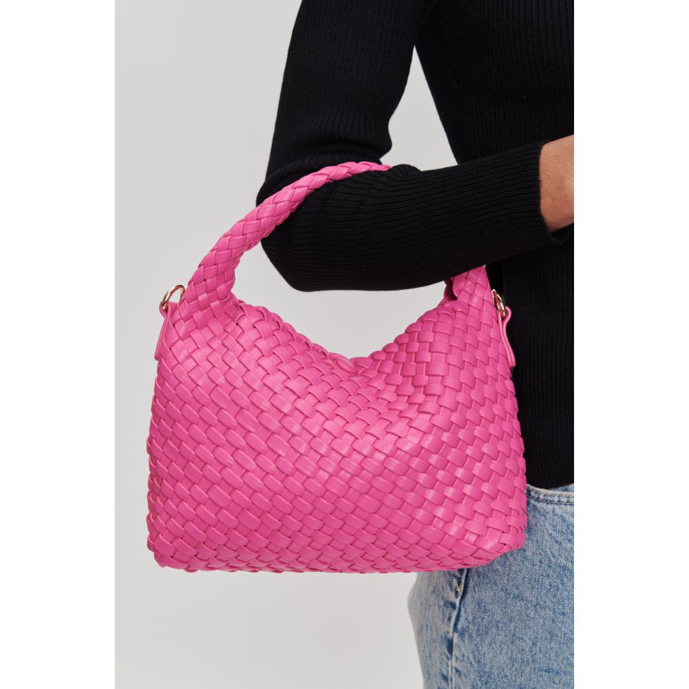 Woman wearing Pink Moda Luxe Jessamine Crossbody 842017132219 View 4 | Pink