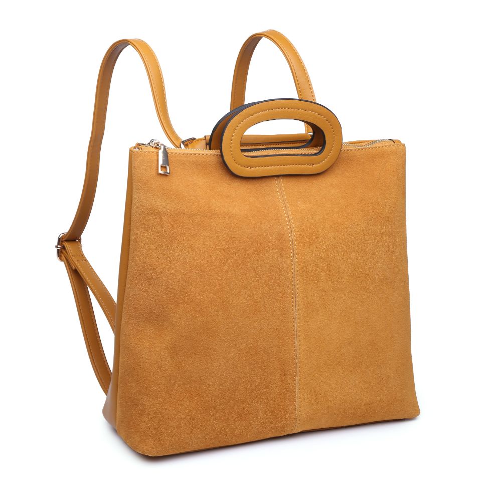 Woman wearing Mustard Moda Luxe Brooklyn Backpack 842017121176 View 6 | Mustard