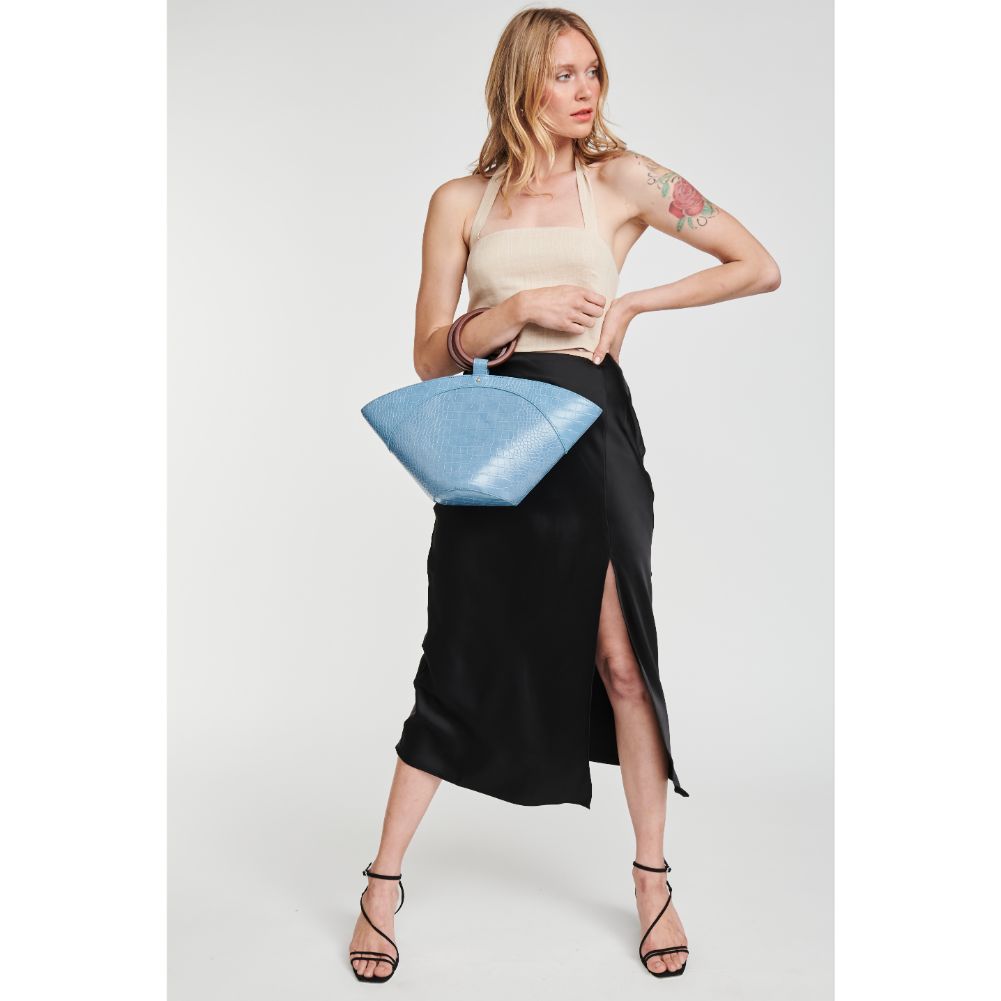 Woman wearing Blue Moda Luxe Delta Top Handle 842017125396 View 2 | Blue
