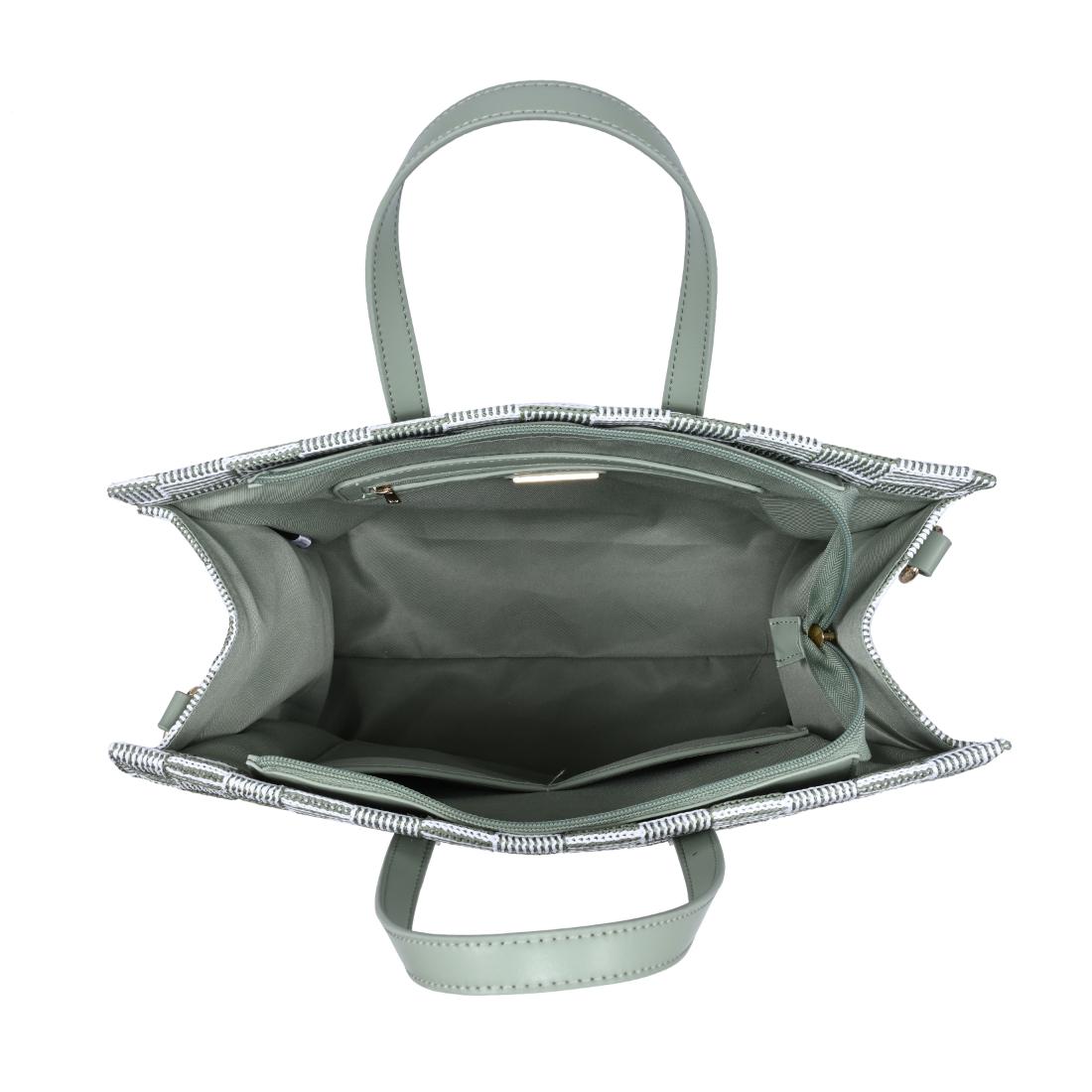 Woman wearing Sage Moda Luxe Camila Tote 842017140313 View 9 | Sage