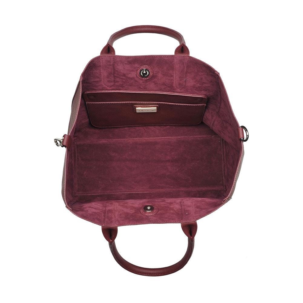Woman wearing Burgundy Moda Luxe Camden Tote 842017116745 View 9 | Burgundy
