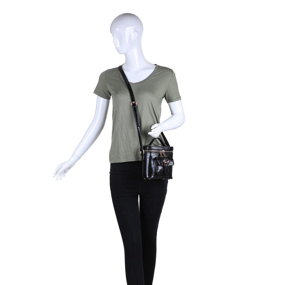 Product Image of Moda Luxe Voyage Croc Crossbody 842017115892 View 5 | Black