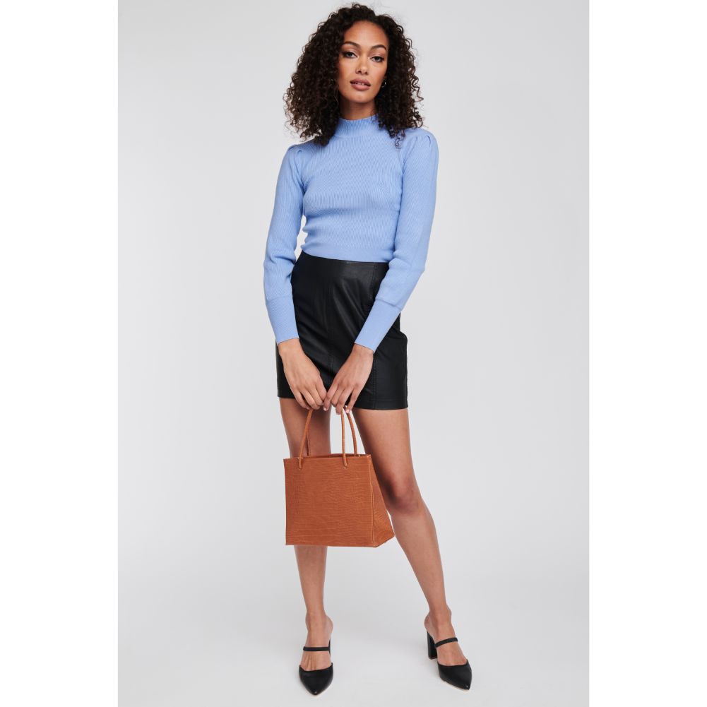 Woman wearing Tan Moda Luxe Pierce Mini Tote 842017125068 View 3 | Tan
