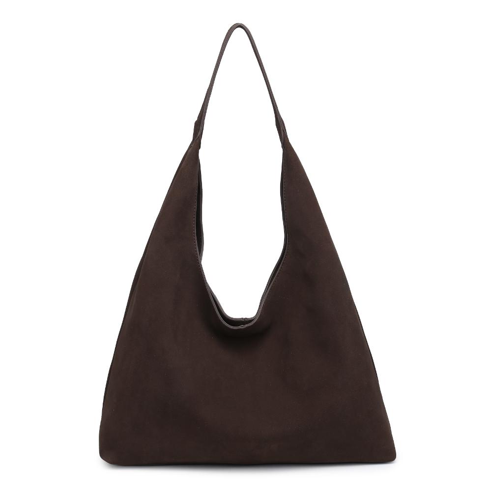 Woman wearing Chocolate Moda Luxe Amber Hobo 842017137054 View 5 | Chocolate