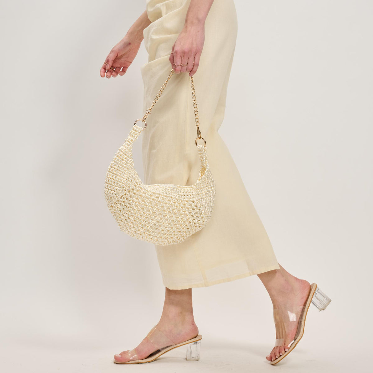 Woman wearing Ivory Moda Luxe Soraya Shoulder Bag 842017137917 View 2 | Ivory