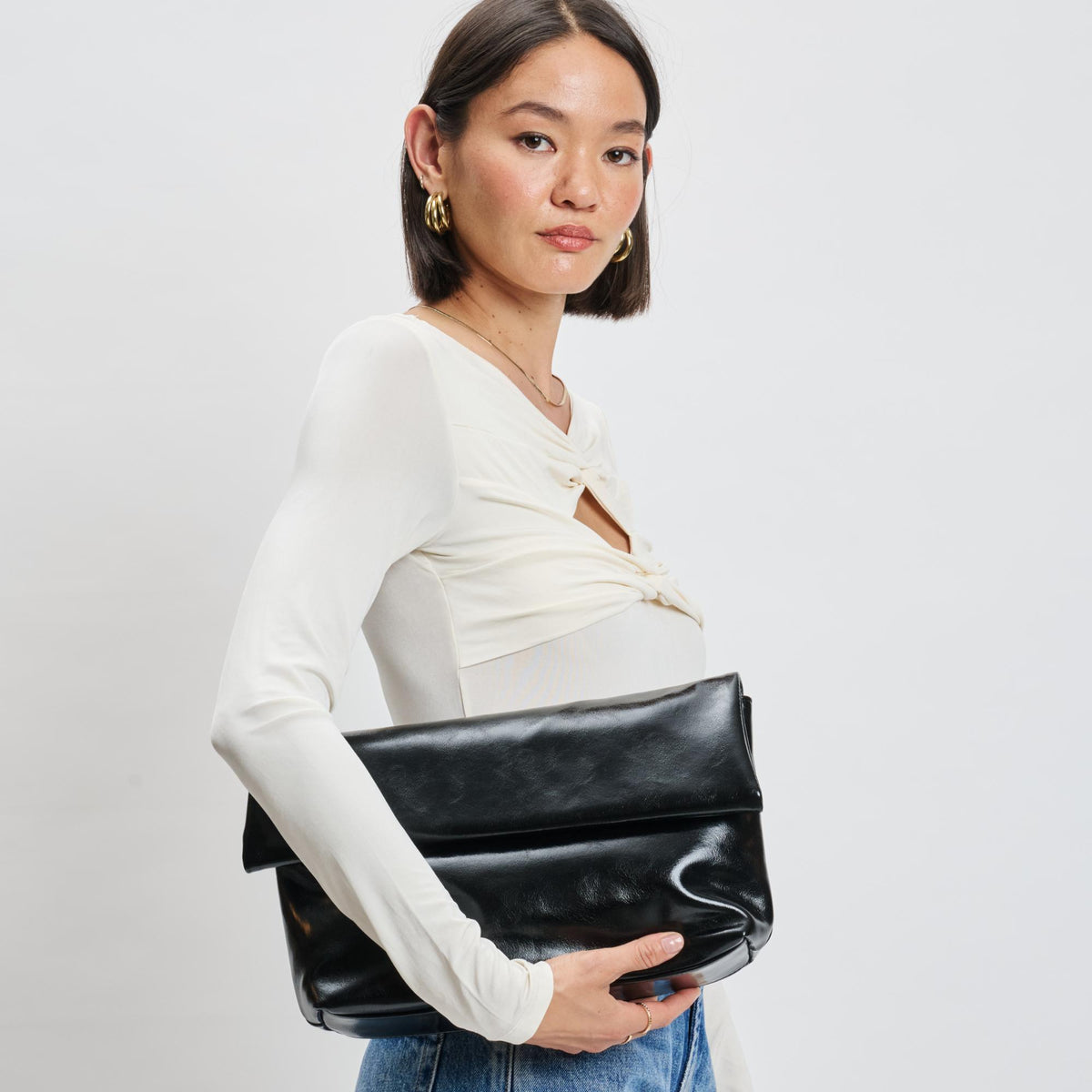 Woman wearing Black Sol and Selene Angela Crossbody 842017139973 View 1 | Black