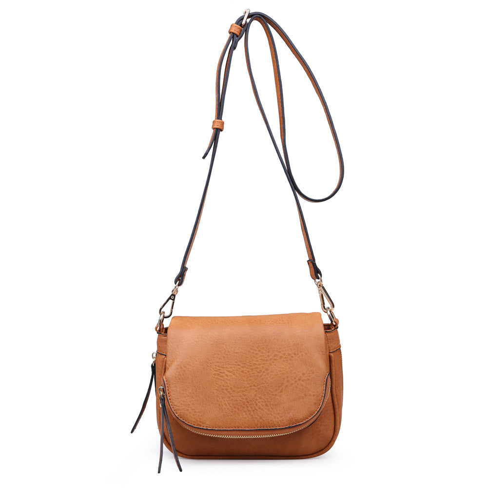 Woman wearing Tan Moda Luxe Diva Crossbody 842017114864 View 5 | Tan