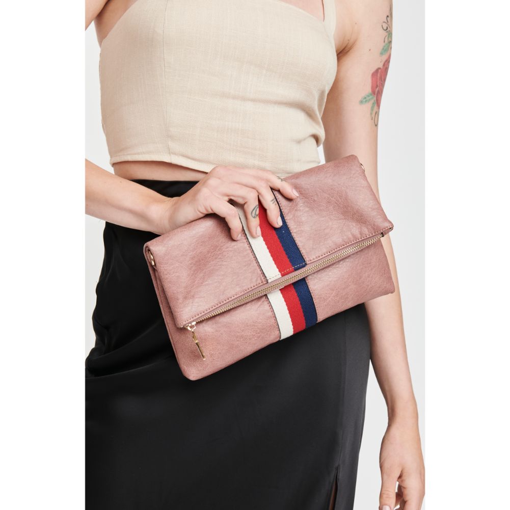 Woman wearing Mauve Sol and Selene Jules Clutch 842017116929 View 2 | Mauve