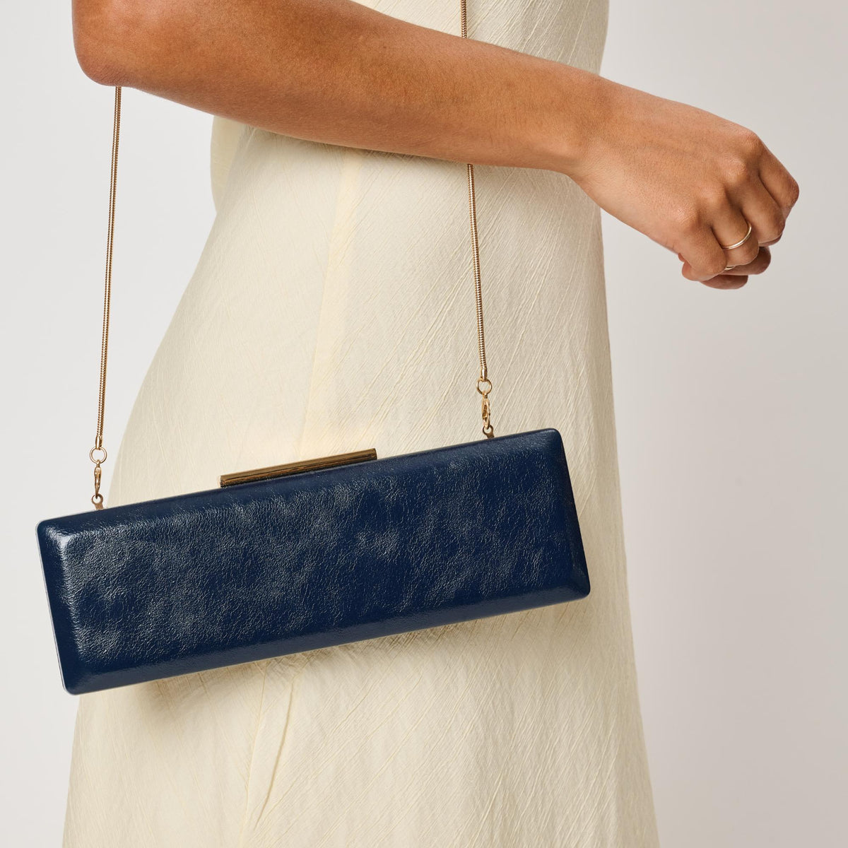 Woman wearing Navy Moda Luxe Angie Clutch 842017142508 View 1 | Navy